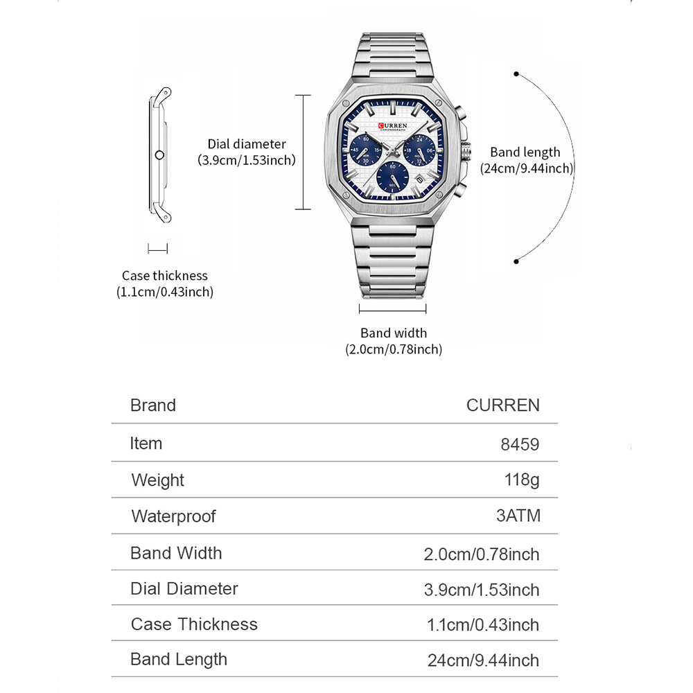 CURREN Luxury Square Chrono Wa - Luxury Watch For Men review and price